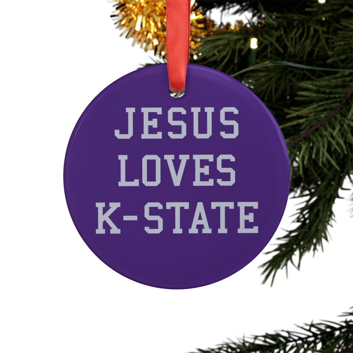 Jesus Loves Kansas State - Acrylic Ornament