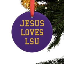 Load image into Gallery viewer, Jesus Loves LSU - Acrylic Ornament
