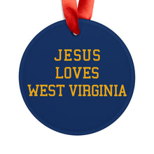 Load image into Gallery viewer, Jesus Loves West Virginia, Acrylic Ornament with Ribbon, Christmas gift, Jesus ornament, christmas ornament, xmas tree, Christian Gift, xmas
