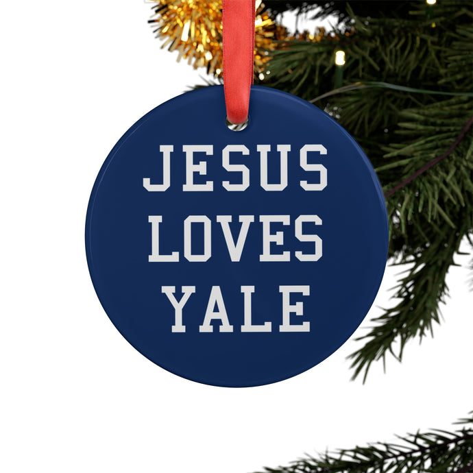 Jesus Loves Yale, Acrylic Ornament with Ribbon, Christmas gift, Jesus ornament, christmas ornament, xmas tree, Christian Gift, xmas gift