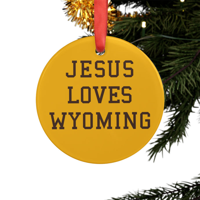 Jesus Loves Wyoming, Acrylic Ornament with Ribbon, Christmas gift, Jesus ornament, christmas ornament, xmas tree, Christian Gift, xmas gift